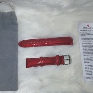 Michele 18mm Aurora Red Patent Leather Watch Band